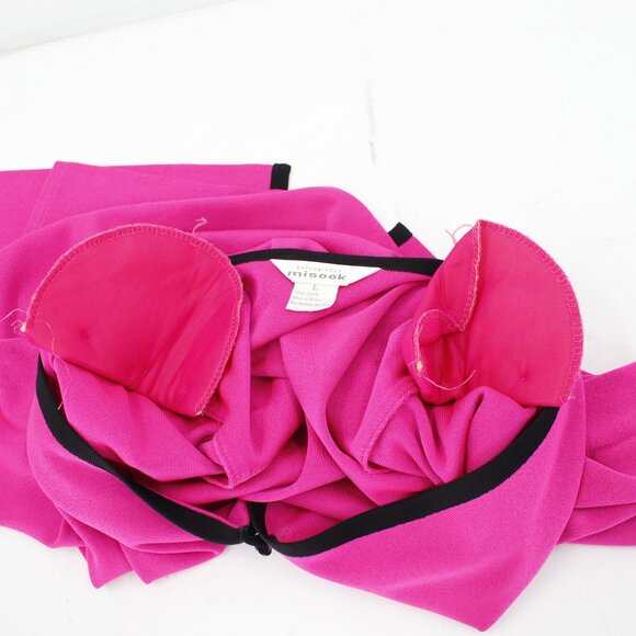 misook Cardigan Women's Large pink One Button jewel Jacket black trim acrylic - Picture 9 of 12